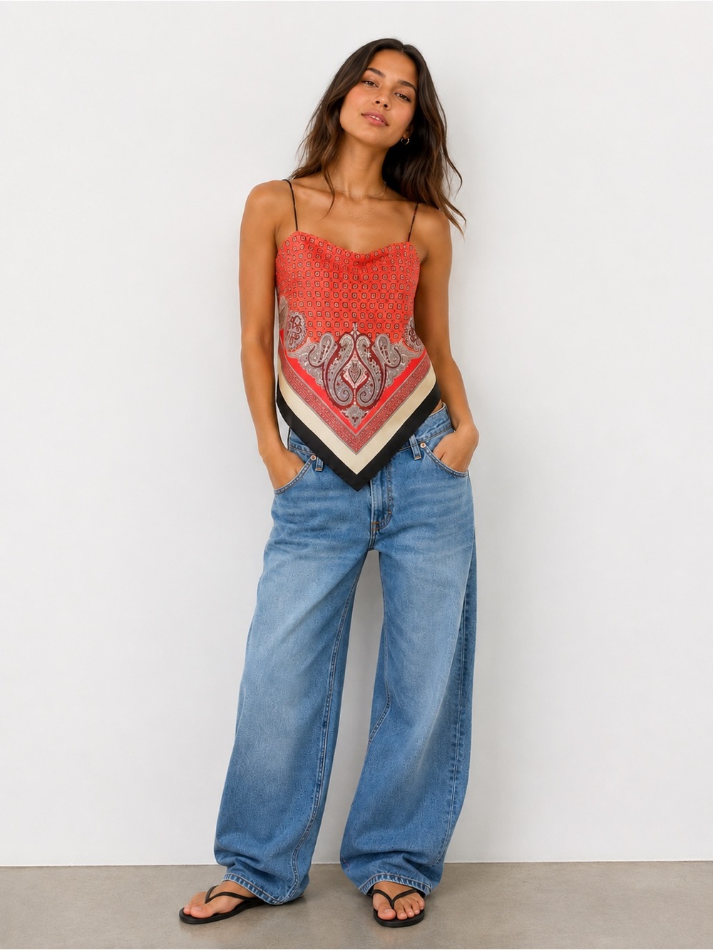 Zara Y2K Pink Spaghetti Strap Bandana Top in